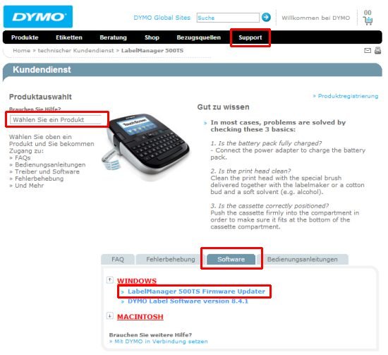 dymo-firmwareupdate-durchfuehren